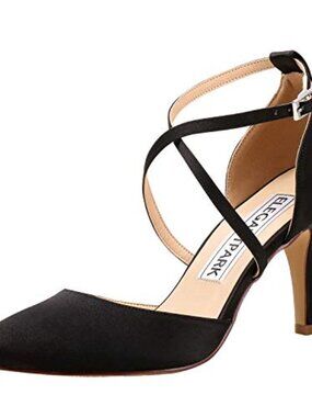 🆕 Women Pointed Toe High Heels Pumps Evening Party Dress Shoes Satin 3 - Black